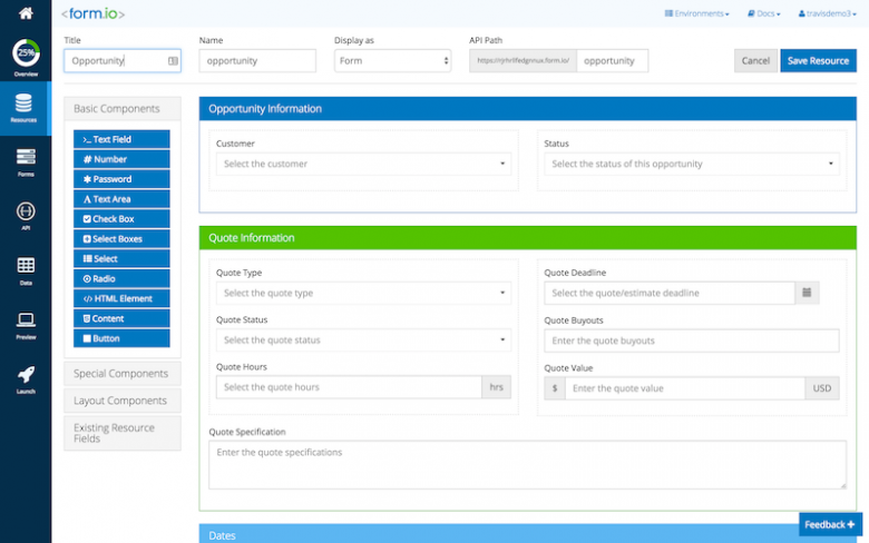 Formulaire de configuration complexe