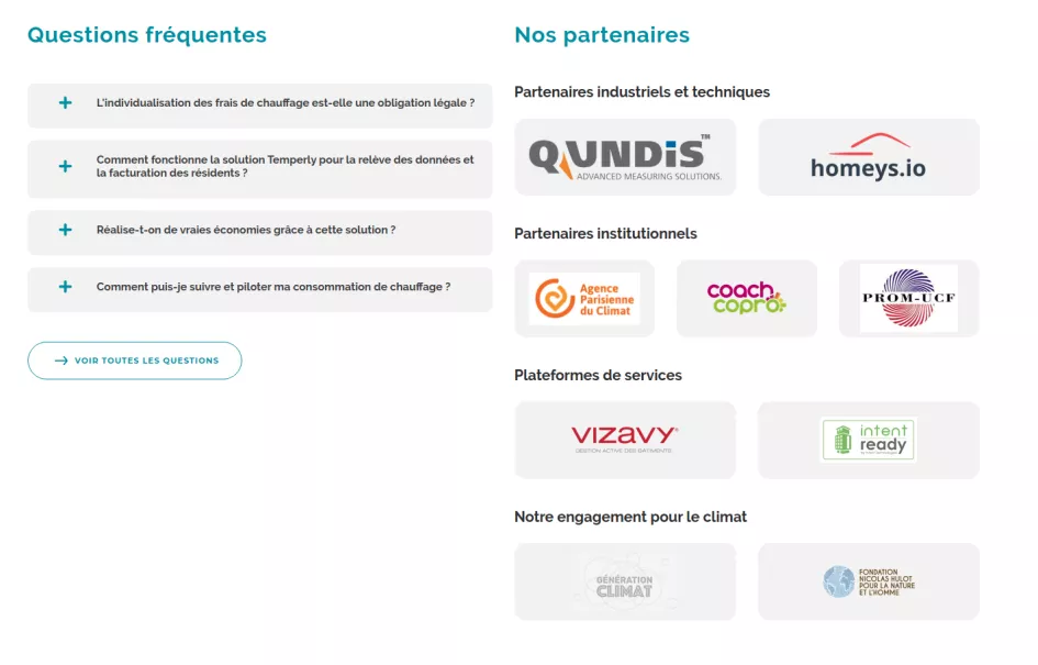 Temperly - Espace FAQ et partenaires
