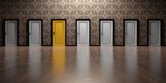 Image représentant des portes avec une toute jaune.