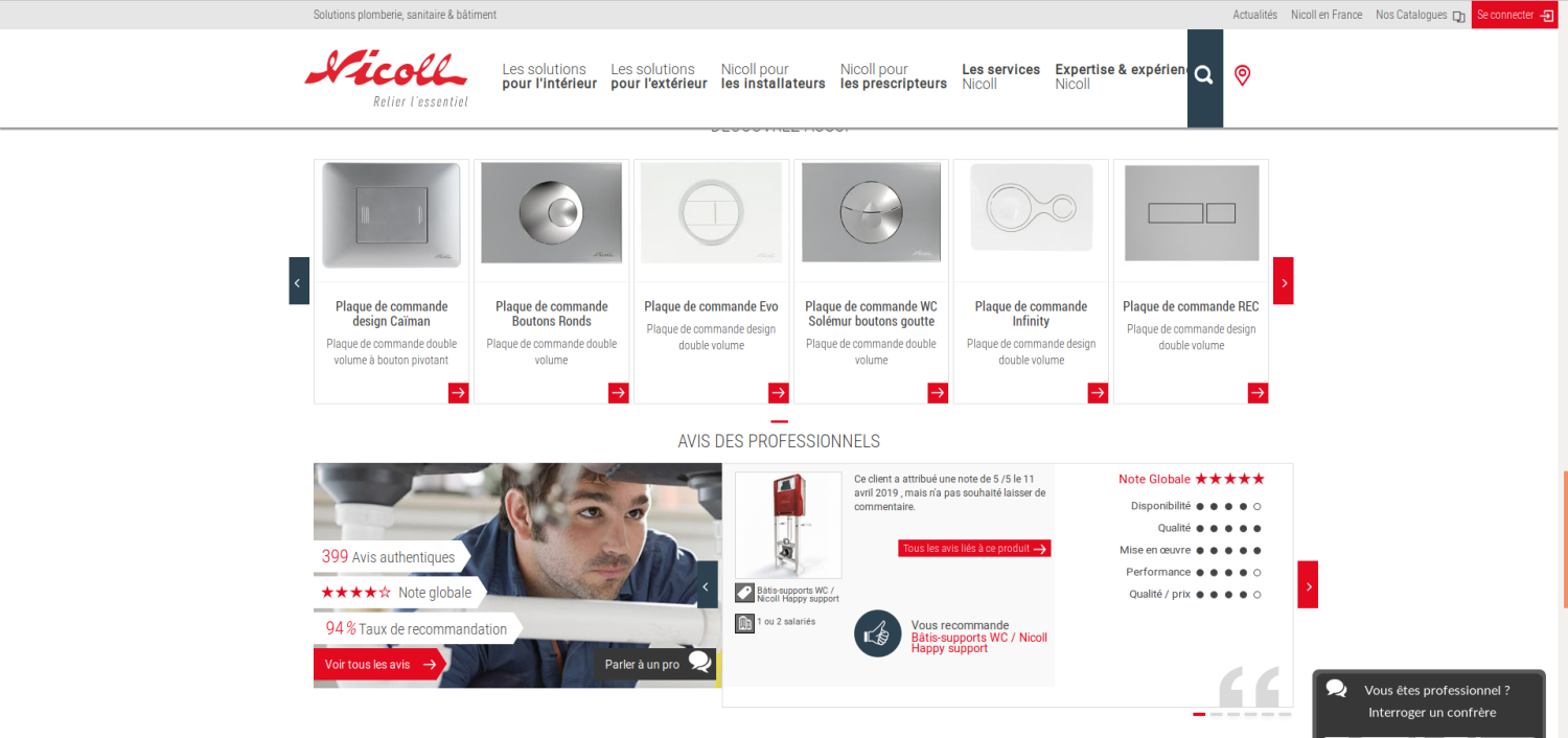 Capture d'écran des avis du site Nicoll.