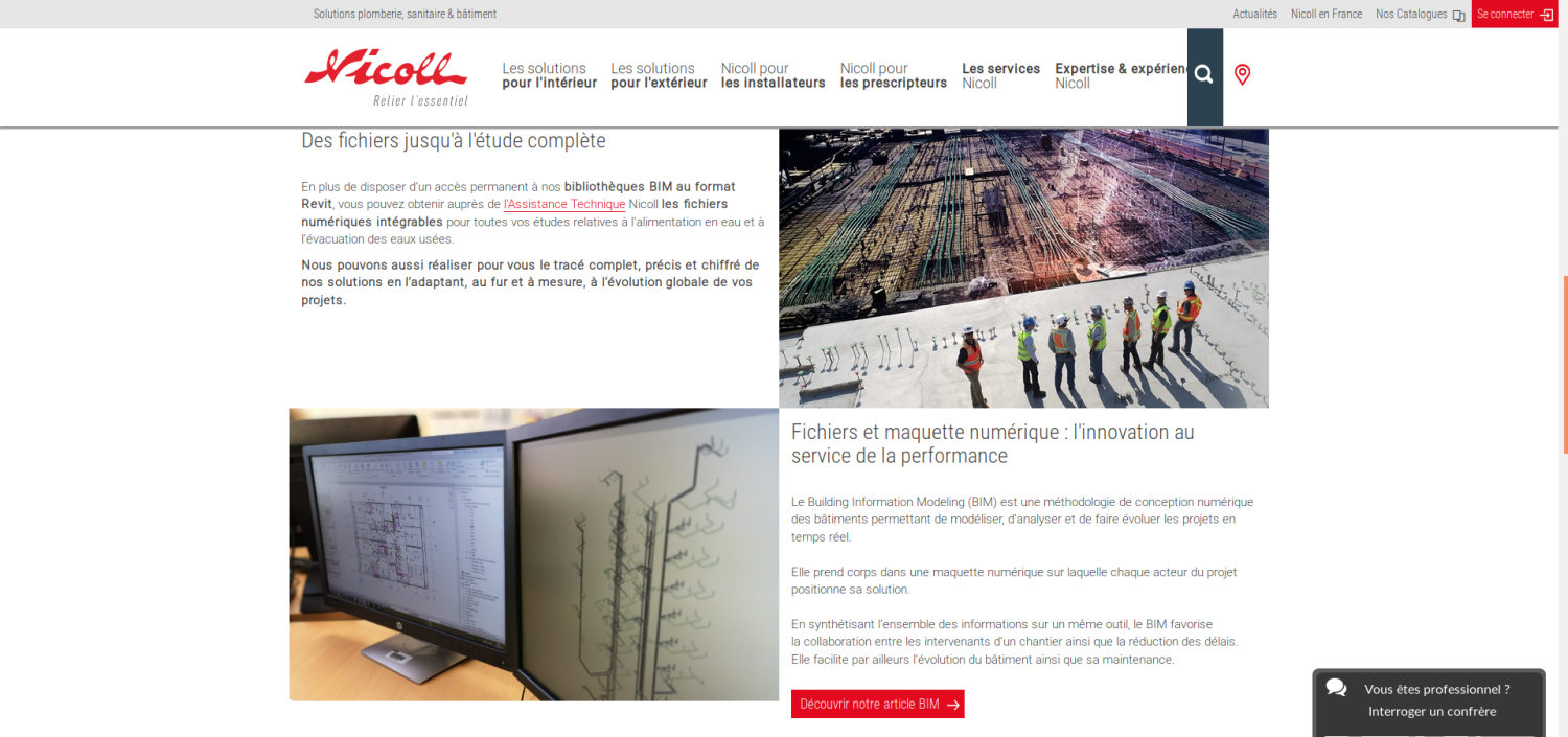 Capture d'écran d'une page du site Nicoll.