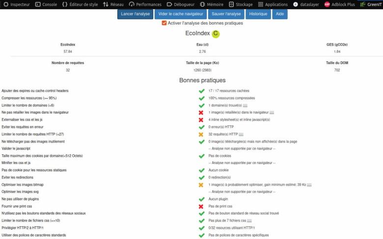 Rapport de l'outil GreenIT