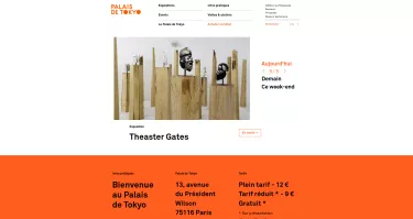 Capture d'écran de la page d'accueil du Palais de Tokyo.